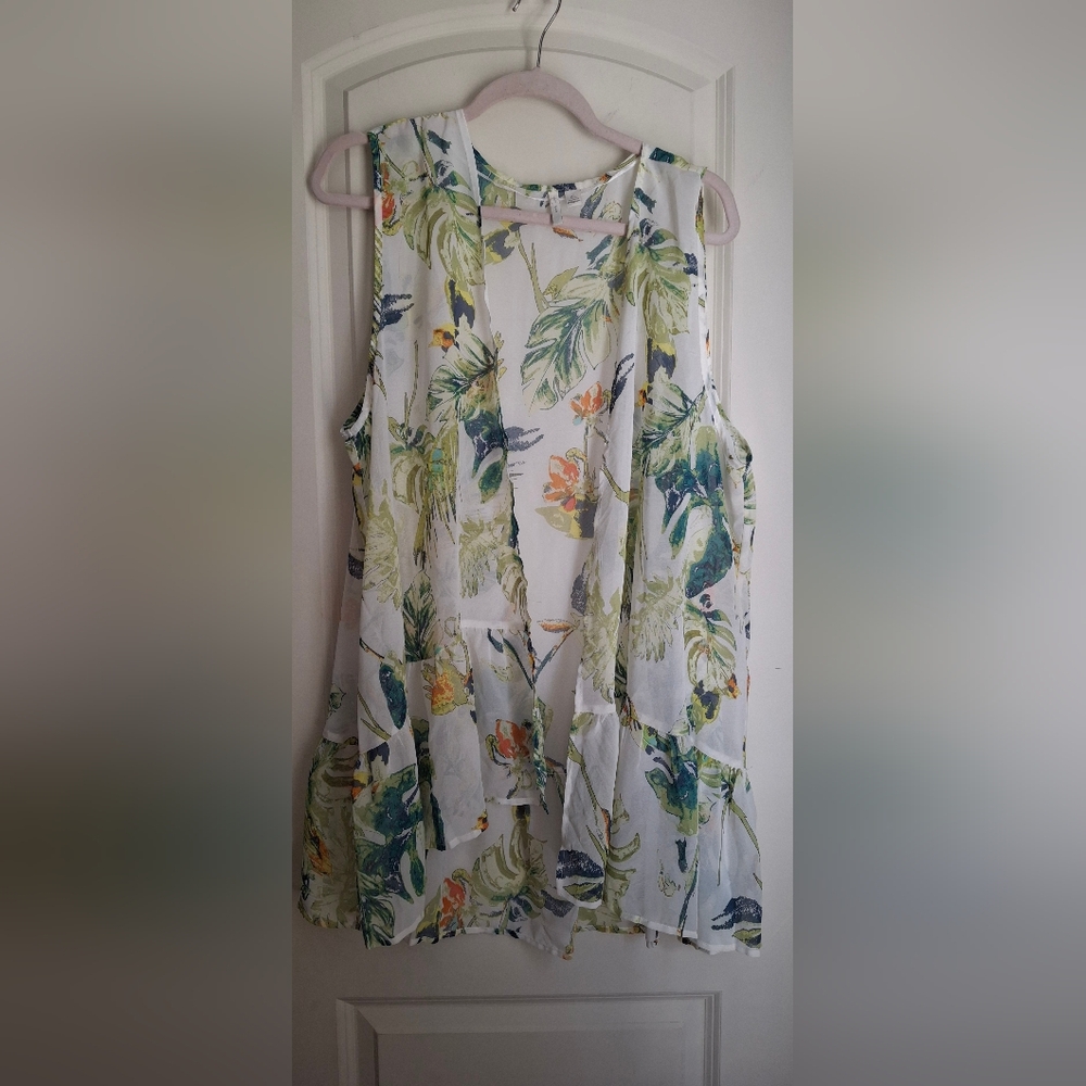Est.1946 vest kimono leaf print size XL tropical lighweight safari Beach travel